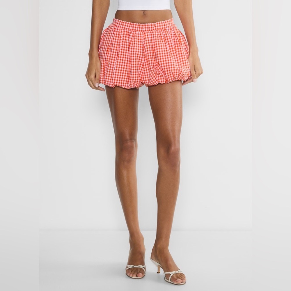 Aritzia Souffle Poplin Short - Gingham Red and White